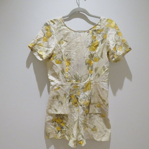 SAMANTHA PLEET Park Romper Citrus Print Silk Coquette Quirky Abstract Ethereal - Picture 3 of 16